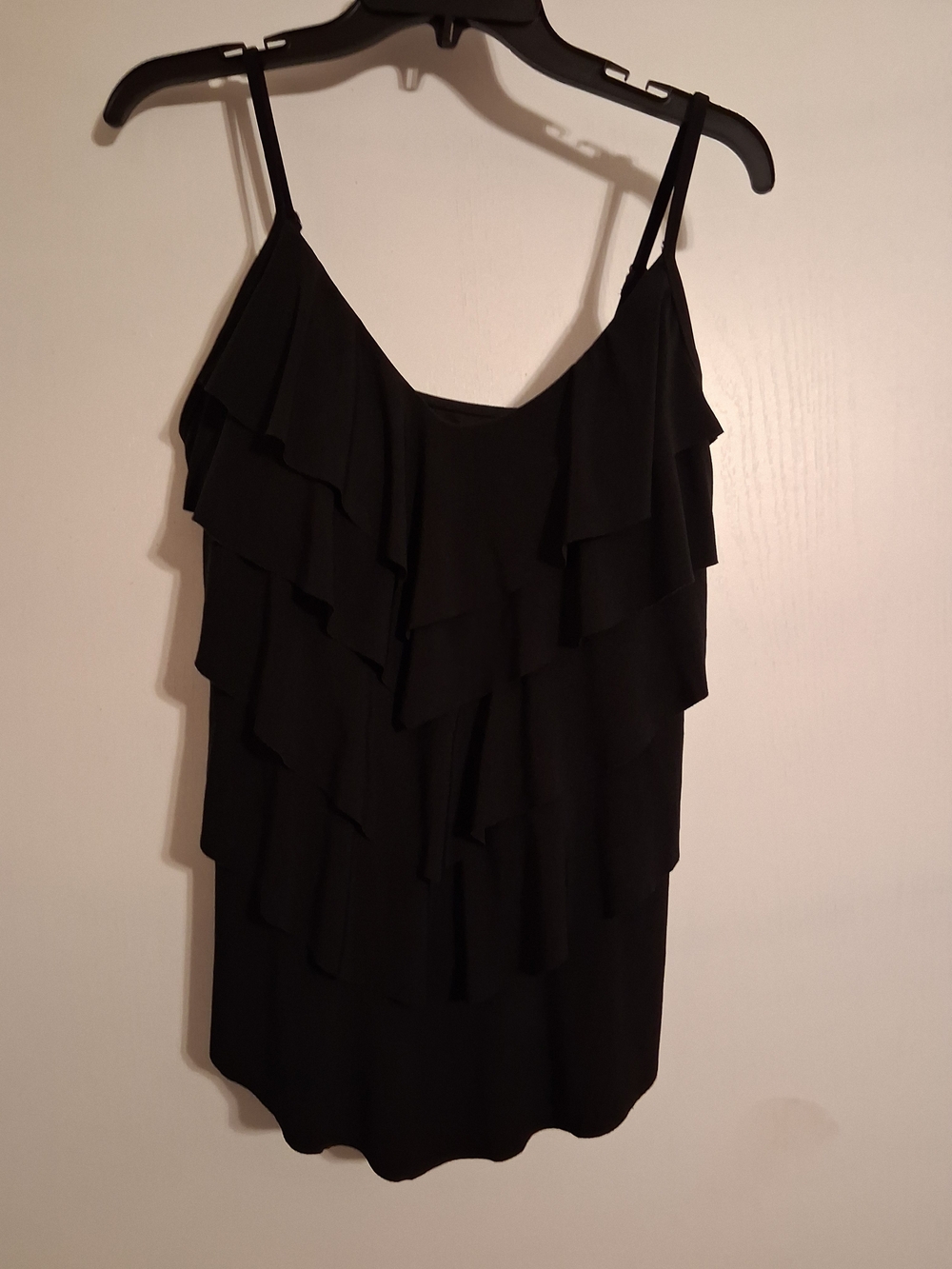 Women’s Black Ruffle Swim Camisole with Spaghetti Straps